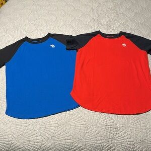 2 Abercrombie Kids Boys Red & Blue Shirts, EUC, Size 11/12